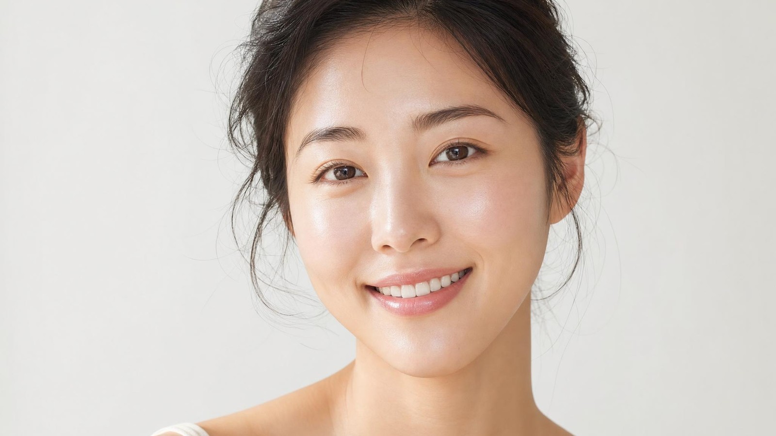 Woman with radiant, hydrated, glowing skin after a HydraFacial