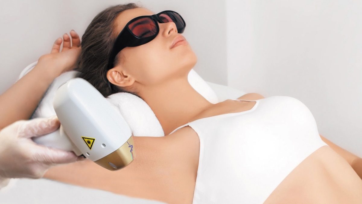 Underarm Laser Hair Removal Treatment Session In-Process